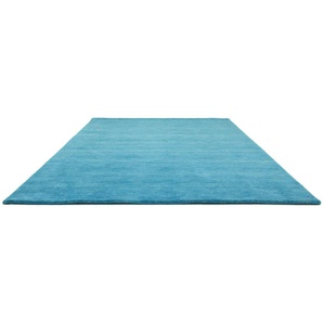 Wollteppich MORGENLAND GABBEH FEIN UNI Teppiche Gr. B/L: 170 cm x 240 cm, 18 mm, 1 St., blau (hellblau) Gabbeh-Teppiche reine Schurwolle, uni, Wohnzimmer