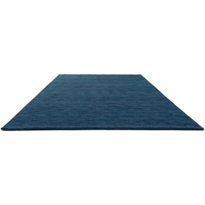 Wollteppich MORGENLAND GABBEH FEIN UNI Teppiche Gr. B/L: 170 cm x 240 cm, 18 mm, 1 St., blau Gabbeh-Teppiche reine Schurwolle, uni, Wohnzimmer