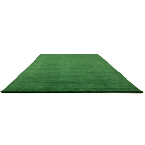 Wollteppich MORGENLAND GABBEH FEIN UNI Teppiche Gr. B/L: 170 cm x 240 cm, 18 mm, 1 St., grün (dunkelgrün) Gabbeh-Teppiche reine Schurwolle, uni, Wohnzimmer
