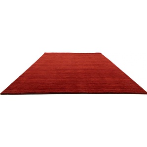 Wollteppich MORGENLAND GABBEH FEIN UNI Teppiche Gr. B/L: 170 cm x 240 cm, 18 mm, 1 St., rot Schurwollteppiche