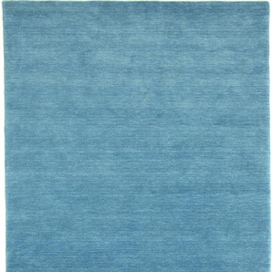 Wollteppich MORGENLAND GABBEH FEIN UNI Teppiche Gr. B/L: 200 cm x 300 cm, 18 mm, 1 St., blau (hellblau) Gabbehteppich Gabbeh-Teppiche Teppiche reine Schurwolle, uni, Wohnzimmer