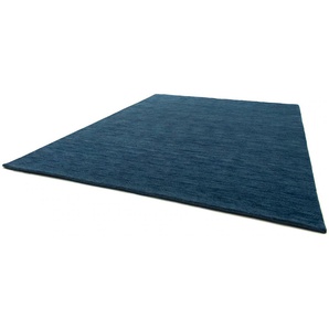 Wollteppich MORGENLAND GABBEH FEIN UNI Teppiche Gr. B/L: 200 cm x 300 cm, 18 mm, 1 St., blau Gabbeh-Teppiche reine Schurwolle, uni, Wohnzimmer
