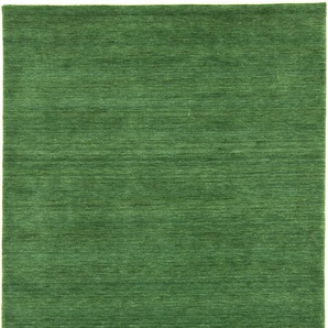 Wollteppich MORGENLAND GABBEH FEIN UNI Teppiche Gr. B/L: 200 cm x 300 cm, 18 mm, 1 St., grün (dunkelgrün) Gabbehteppich Gabbeh-Teppiche Teppiche reine Schurwolle, uni, Wohnzimmer