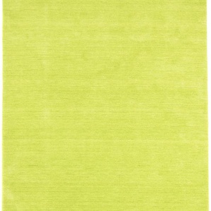 Wollteppich MORGENLAND GABBEH FEIN UNI Teppiche Gr. B/L: 250 cm x 350 cm, 18 mm, 1 St., grün (hellgrün) Gabbehteppich Gabbeh-Teppiche Teppiche reine Schurwolle, uni, Wohnzimmer
