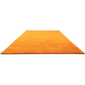 Wollteppich MORGENLAND GABBEH FEIN UNI Teppiche Gr. B/L: 250 cm x 350 cm, 18 mm, 1 St., orange Schurwollteppiche reine Schurwolle, uni, Wohnzimmer