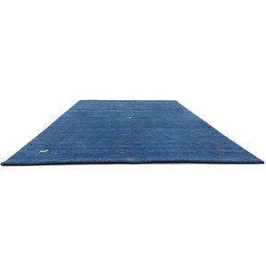 Wollteppich MORGENLAND GABBEH SAHARA Teppiche Gr. B/L: 170 cm x 240 cm, 18 mm, 1 St., blau Gabbeh-Teppiche reine Schurwolle, Uni Tiermotiv, Wohnzimmer