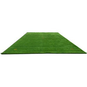 Wollteppich MORGENLAND GABBEH SAHARA Teppiche Gr. B/L: 200 cm x 300 cm, 18 mm, 1 St., grün Schurwollteppiche reine Schurwolle, Uni Tiermotiv, Wohnzimmer