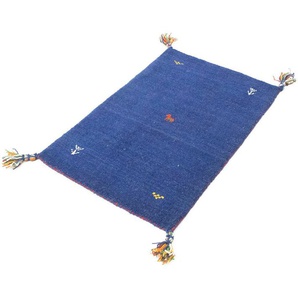 Wollteppich MORGENLAND Gabbeh Teppich Agra Teppiche Gr. B/L: 70 cm x 120 cm, 14 mm, 0,84 m², 1 St., blau (dunkelblau) Gabbehteppich Schurwollteppiche Kurzflor