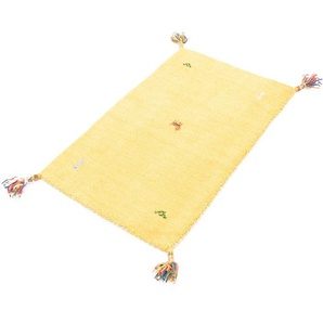 Wollteppich MORGENLAND Gabbeh Teppich Agra Teppiche Gr. B/L: 70 cm x 120 cm, 14 mm, 0,84 m², 1 St., gelb Gabbehteppich Schurwollteppiche Kurzflor