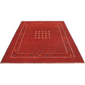 Wollteppich MORGENLAND Gabbeh Teppich handgeknüpft rot Teppiche Gr. B/L: 146 cm x 194 cm, 18 mm, 2,83 m², 1 St., rot Gabbehteppich Schurwollteppiche