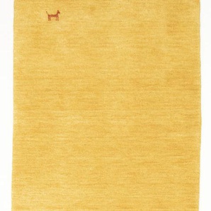 Wollteppich MORGENLAND Gabbeh Teppich handgewebt gold Teppiche Gr. B/L: 80 cm x 200 cm, 8 mm, 1,6 m², 1 St., goldfarben (gold) Gabbehteppich Gabbeh-Teppiche Kurzflor