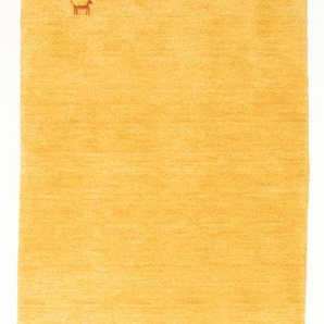 Wollteppich MORGENLAND Gabbeh Teppich handgewebt gold Teppiche Gr. B/L: 80 cm x 200 cm, 8 mm, 1,6 m², 1 St., goldfarben (gold) Gabbehteppich Schurwollteppiche