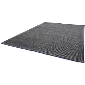 Wollteppich MORGENLAND Kelim Teppich Arvin Teppiche Gr. B/L: 140 cm x 200 cm, 10 mm, 2,8 m², 1 St., blau (dunkelblau) Kelimteppich Orientalische Muster Kurzflor
