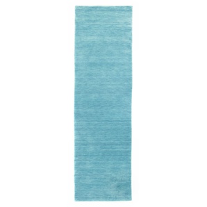 Wollteppich MORGENLAND Loribaft Teppich handgewebt türkis Teppiche Gr. B/L: 80 cm x 200 cm, 8 mm, 1,6 m², 1 St., blau (türkis) Webteppiche Kurzflor
