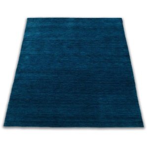 Wollteppich MORGENLAND LORIBAFT TEPPSTAR Teppiche Gr. B/L: 140 cm x 200 cm, 15 mm, 1 St., blau Gabbeh-Teppiche reine Schurwolle, uni, Wohnzimmer
