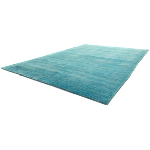 Wollteppich MORGENLAND LORIBAFT TEPPSTAR Teppiche Gr. B/L: 140 cm x 200 cm, 15 mm, 1 St., blau (türkis) Gabbeh-Teppiche reine Schurwolle, uni, Wohnzimmer