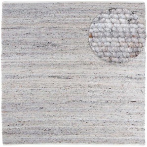Wollteppich MORGENLAND Toska Teppiche Gr. B/L: 200 cm x 200 cm, 13 mm, 4 m², 1 St., grau (taupe) Esszimmerteppiche