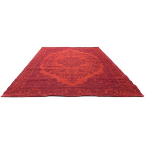 Wollteppich MORGENLAND VINTAGE MILANO Teppiche Gr. B/L: 200 cm x 290 cm, 6 mm, 1 St., rot Esszimmerteppiche reine Wolle, Handgearbeitet, Medaillon, Wohnzimmer