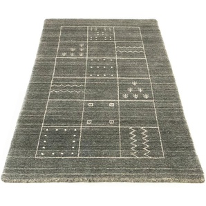 Wollteppich MORGENLAND Vintage Teppich handgeknüpft schwarz Teppiche Gr. B/L: 70 cm x 140 cm, 8 mm, 0,98 m², 1 St., schwarz Esszimmerteppiche Vintage Design