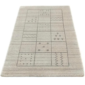 Wollteppich MORGENLAND Vintage Teppich handgeknüpft silber Teppiche Gr. B/L: 70 cm x 140 cm, 8 mm, 0,98 m², 1 St., silberfarben (silber) Orientalische Muster Vintage Design