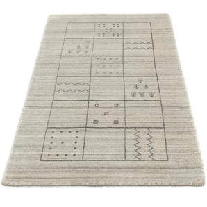 Wollteppich MORGENLAND Vintage Teppich handgeknüpft silber Teppiche Gr. B/L: 70 cm x 140 cm, 8 mm, 0,98 m², 1 St., silberfarben (silber) Orientalische Muster