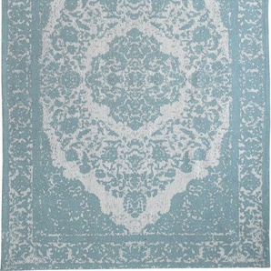 Wollteppich MORGENLAND Vintage Teppich handgetuftet blau Teppiche Gr. B/L: 80 cm x 300 cm, 8 mm, 2,4 m², 1 St., blau Orientalische Muster Vintage Design