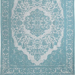 Wollteppich MORGENLAND Vintage Teppich handgetuftet blau Teppiche Gr. B/L: 80 cm x 300 cm, 8 mm, 2,4 m², 1 St., blau Orientalische Muster