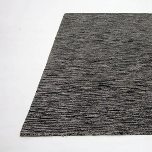 Wollteppich MORGENLAND Wollteppich Teppich handgetuftet schwarz Teppiche Gr. B/L: 155 cm x 240 cm, 8 mm, 3,72 m², 1 St., schwarz Esszimmerteppiche Kurzflor