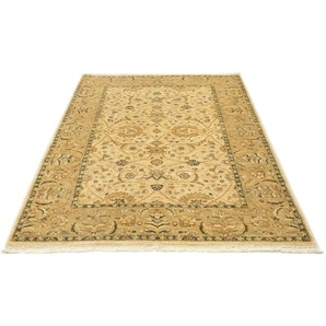 Wollteppich MORGENLAND Ziegler Teppich handgeknüpft beige Teppiche Gr. B/L: 124 cm x 181 cm, 8 mm, 2,24 m², 1 St., beige Zieglerteppich Ziegler-Teppiche
