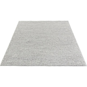 Wollteppich MY HOME Wolly, Wolle Gr. 5, grau (stone), B:200cm H:14mm L:200cm, Wolle, Teppiche, handgewebt, Handweb Teppiche, Wohnzimmer, Schlafzimmer, Esszimmer, Topseller