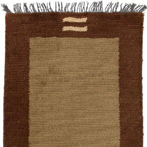 Wollteppich Nepal Teppich handgeknüpft braun, morgenland, rechteckig, Höhe: 18 mm, handgeknüpft