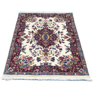 Wollteppich Rafsanjan Teppich handgeknüpft weiß, morgenland, rechteckig, Höhe: 7 mm