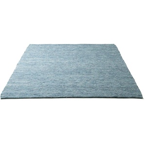 Wollteppich SANSIBAR Hörnum Teppiche Gr. B/L: 90 cm x 160 cm, 12 mm, 1 St., blau Schurwollteppiche Handweb Teppich, meliert, reine gewalkte Wolle, handgewebt