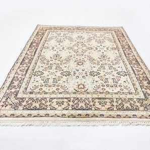 Wollteppich Sarough Teppich handgeknüpft beige, morgenland, rechteckig, Höhe: 14 mm