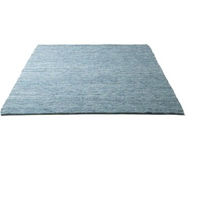 Wollteppich THEKO Alpen Teppiche Gr. B/L: 120 cm x 180 cm, 12 mm, 1 St., blau Schurwollteppiche handgewebter Wendeteppich, meliert, reine Wolle, Wohnzimmer