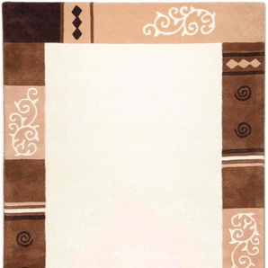 Wollteppich THEKO Ambadi Teppiche Gr. B/L: 120 cm x 180 cm, 14 mm, 1 St., beige Esszimmerteppiche reine Schurwolle, handgetuftet, mit Bordüre, modern