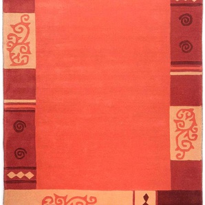 Wollteppich THEKO Ambadi Teppiche Gr. B/L: 120 cm x 180 cm, 14 mm, 1 St., orange (terrakotta) Schurwollteppiche reine Schurwolle, handgetuftet, mit Bordüre, modern