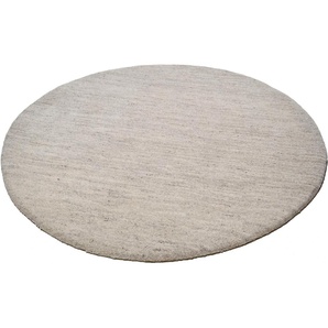 Wollteppich THEKO Amravati Teppiche Gr. Ø 250 cm, 28 mm, 1 St., beige (sand) Schurwollteppiche
