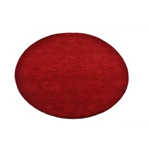 Wollteppich THEKO Gabbeh Uni Teppiche Gr. L: 190 cm Ø 190 cm, 15 mm, 1 St., rot (bordeaux) Esszimmerteppiche Handweb Teppich, reine Wolle, handgewebt, elegant meliertes Garn