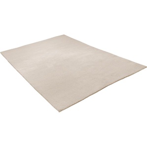 Wollteppich THEKO Hadj Uni Teppiche Gr. B/L: 200 cm x 250 cm, 25 mm, 1 St., beige (natur) Berber-Teppiche echter Berber Teppich, reine Wolle, handgeknüpft