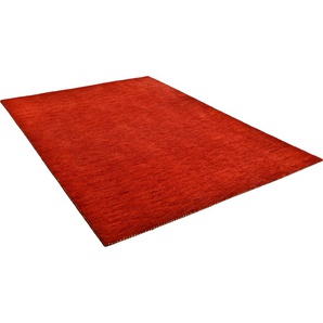 Wollteppich THEKO Haltu Uni Teppiche Gr. B/L: 70 cm x 140 cm, 17 mm, 1 St., rot Esszimmerteppiche Handweb Teppich, reine Wolle, Uni-Farben, meliert, handgewebt