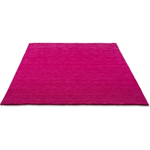 Wollteppich THEKO Holi Teppiche Gr. B/L: 170 cm x 240 cm, 13 mm, 1 St., pink Esszimmerteppiche Uni-Farben, leicht meliert, reine Wolle, handgewebt mit Knüpfoptik