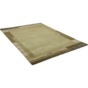 Wollteppich THEKO Kailash 110 Teppiche Gr. B/L: 60 cm x 90 cm, 20 mm, 1 St., grün Esszimmerteppiche reine Wolle, handgeknüpft, mit Bordüre