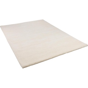 Wollteppich THEKO Maloronga Uni Teppiche Gr. B/L: 120 cm x 180 cm, 24 mm, 1 St., beige (natur weiß) Schurwollteppiche