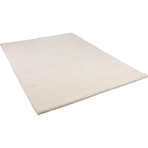 Wollteppich THEKO Maloronga Uni Teppiche Gr. B/L: 60 cm x 90 cm, 24 mm, 1 St., beige (natur weiß) Berber-Teppiche echter Berber Teppich, reine Wolle, handgeknüpft