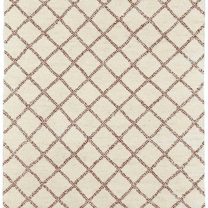 Wollteppich THEKO MARMOUCHA 05 Teppiche Gr. B/L: 70 cm x 140 cm, 24 mm, 1 St., braun (braun, weiß) Schurwollteppiche