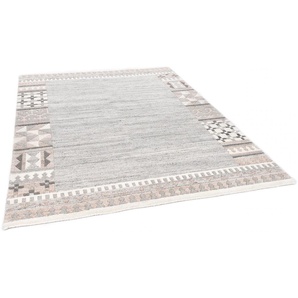 Wollteppich THEKO Nakarta 6030 Teppiche Gr. B/L: 250 cm x 350 cm, 12 mm, 1 St., beige Esszimmerteppiche reine Wolle, handgeknüpft, mit Bordüre