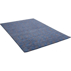 Wollteppich THEKO Nebraska Uni Teppiche Gr. B/L: 140 cm x 200 cm, 12 mm, 1 St., blau (türkis) Schurwollteppiche