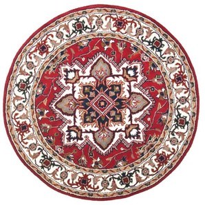 Wollteppich THEKO Royal Heriz Teppiche Gr. Ø 150 cm, 14 mm, 1 St., rot Orientalische Muster reine Wolle, Orient-Optik, ideal im Wohnzimmer & Schlafzimmer