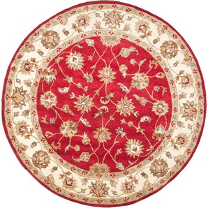 Wollteppich THEKO Royal Ziegler 503 Teppiche Gr. Ø 100 cm, 14 mm, 1 St., rot Orientalische Muster reine Wolle, handgetuftet, Orient-Optik
